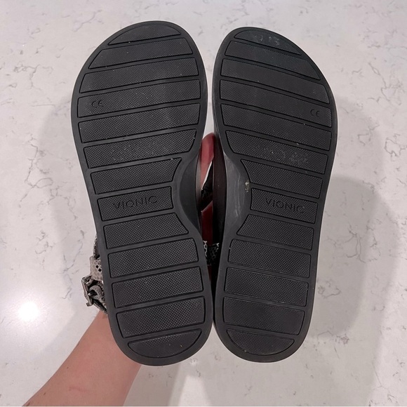 Vionic sPalm Boca Pewter Snake Dressy T Strap Thong Comfort Sandals Jeweled Sz 7 - Picture 9 of 11